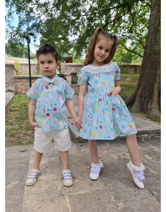 Erkek Çocuk Şortlu Papyon Gömlek Takım