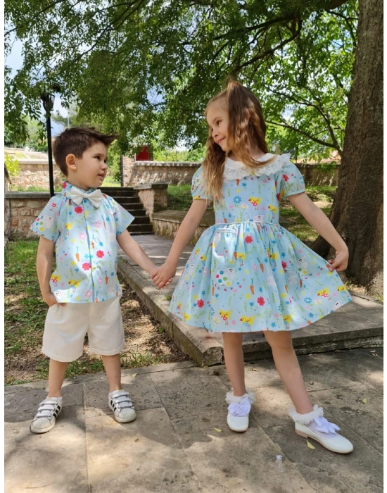 Erkek Çocuk Şortlu Papyon Gömlek Takım