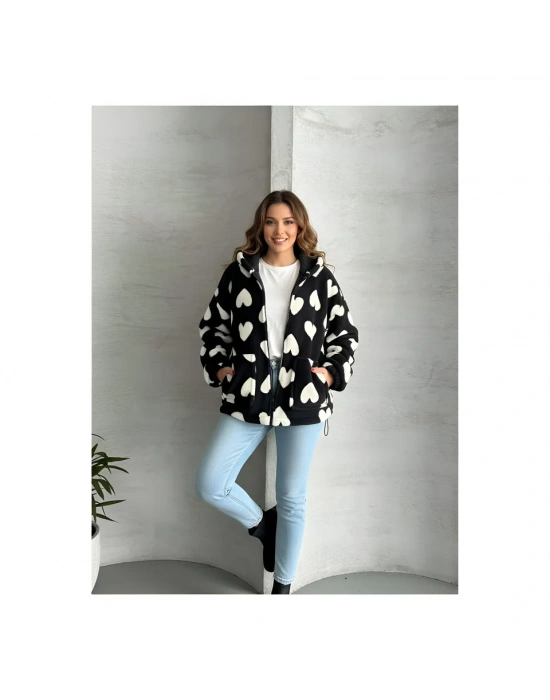 Heart Astarlı Peluş Mont Ceket