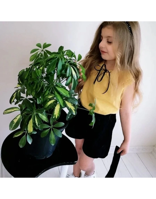 Kız Çocuk Keten Gömlek Şort Takım