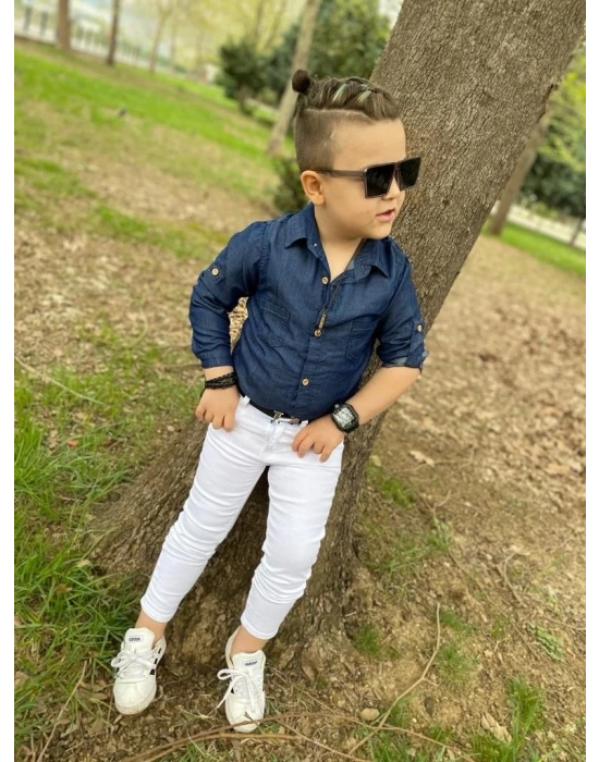 Kot Gömlek Kot Panatolon Kemer Erkek Çocuk Kombin