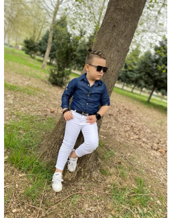 Kot Gömlek Kot Panatolon Kemer Erkek Çocuk Kombin