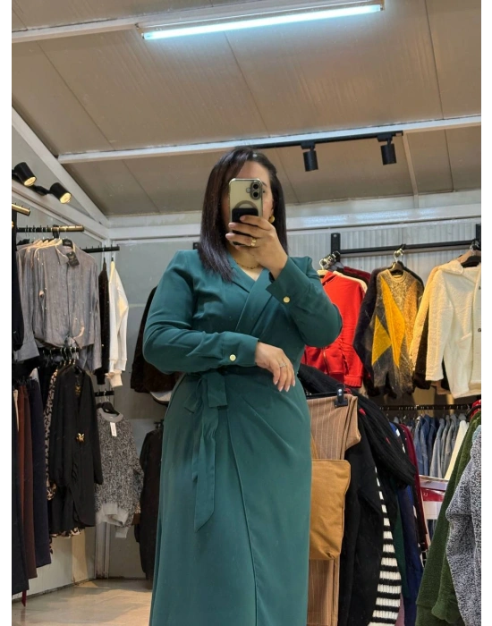 KURVAZE UZUN KOL ELBİSE