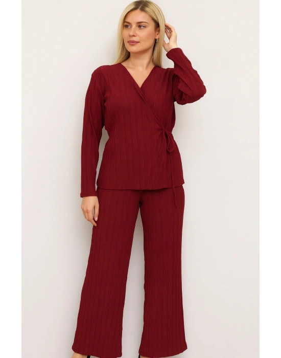 Kurvaze Yaka Bağlamalı Alt Üst Kadın Takım