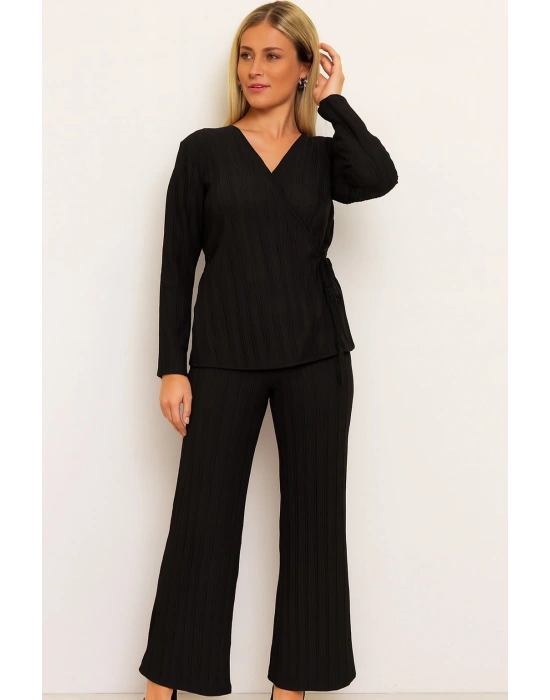 Kurvaze Yaka Bağlamalı Alt Üst Kadın Takım