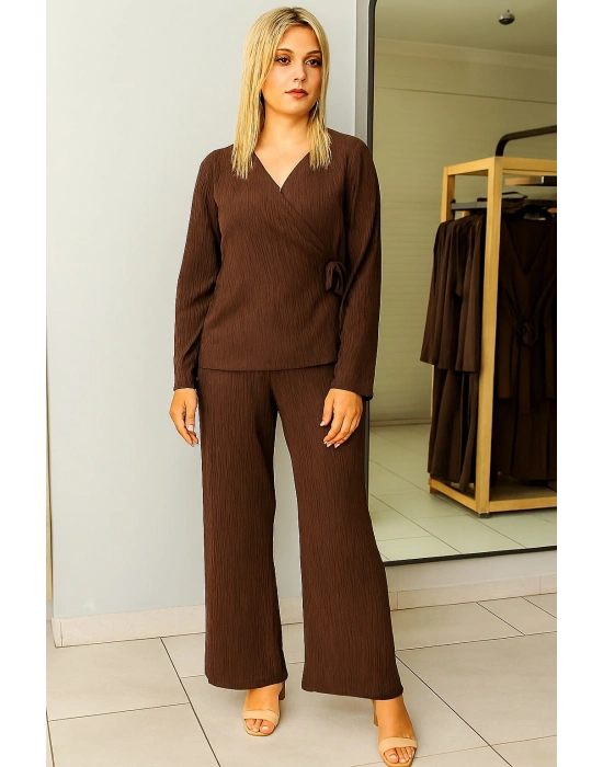 Kurvaze Yaka Bağlamalı Alt Üst Kadın Takım