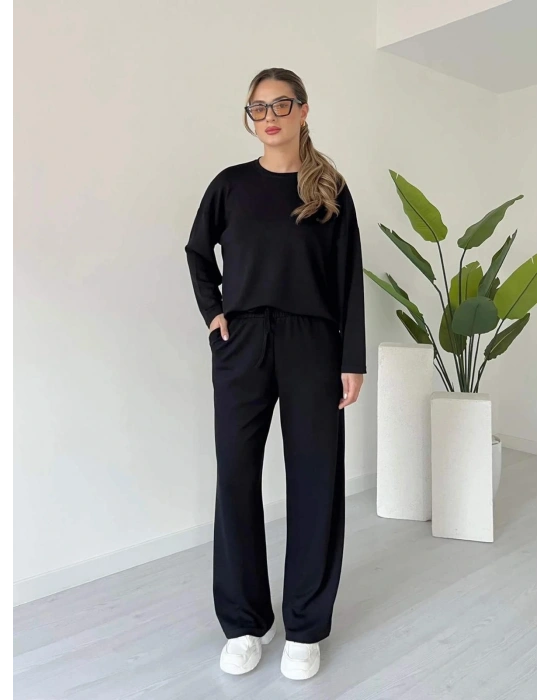 Modal Kumaş Cepli Beli Lastikli Kadın Alt Üst Basic Takım