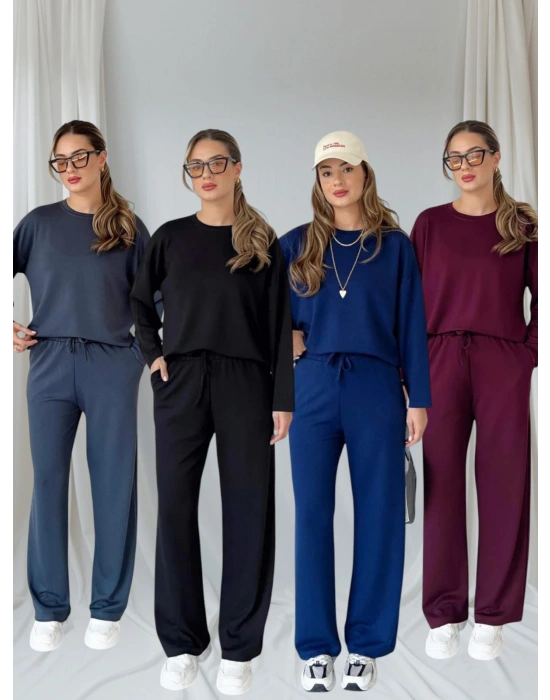 Modal Kumaş Cepli Beli Lastikli Kadın Alt Üst Basic Takım