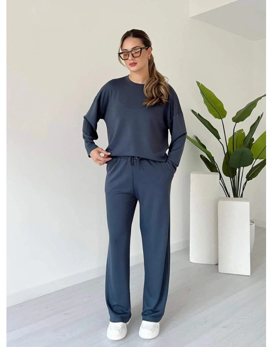 Modal Kumaş Cepli Beli Lastikli Kadın Alt Üst Basic Takım