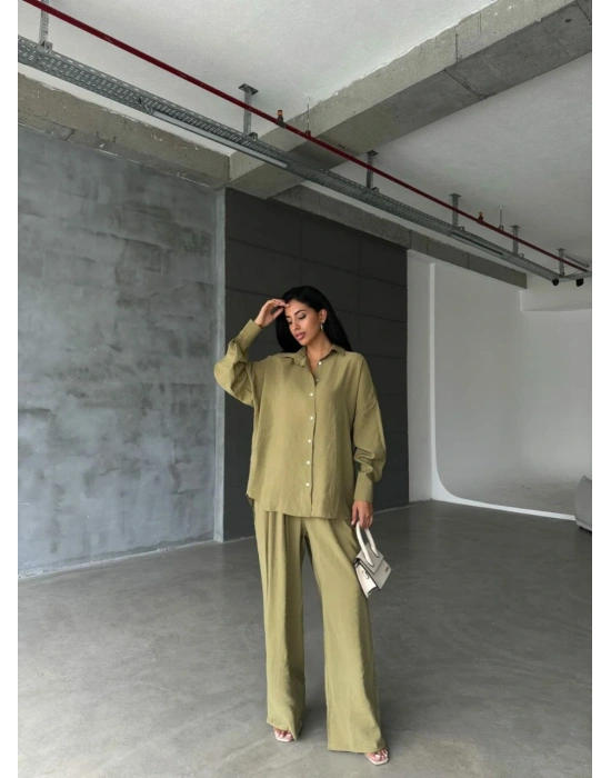 Müslin Gömlek Pantolon Takım Haki