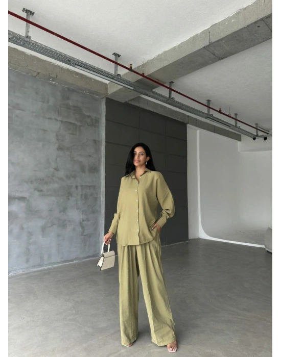 Müslin Gömlek Pantolon Takım Haki