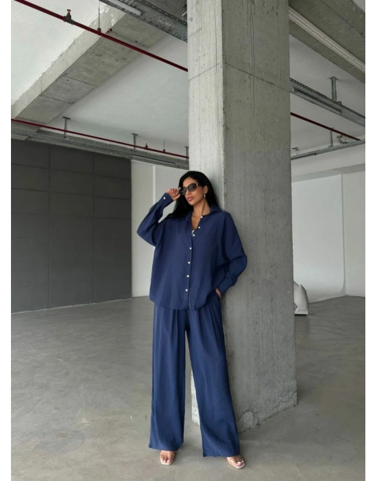 Müslin Gömlek Pantolon Takım Lacivert