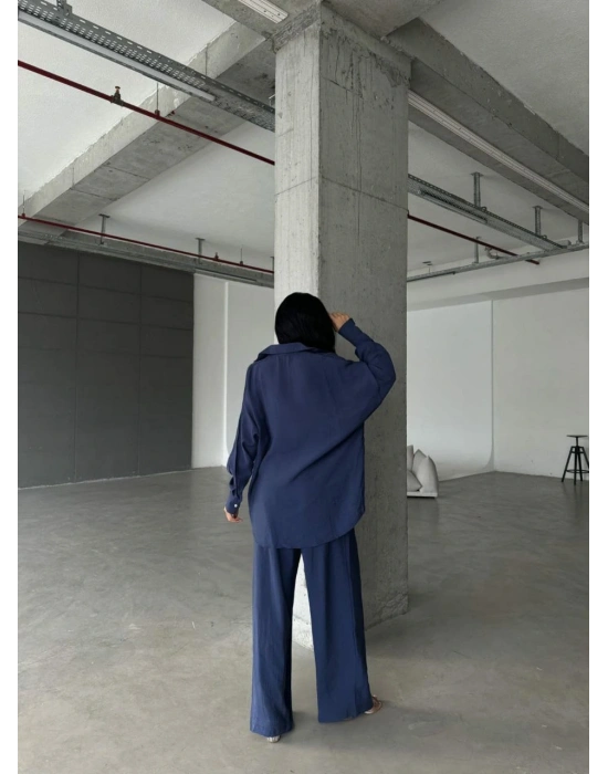 Müslin Gömlek Pantolon Takım Lacivert