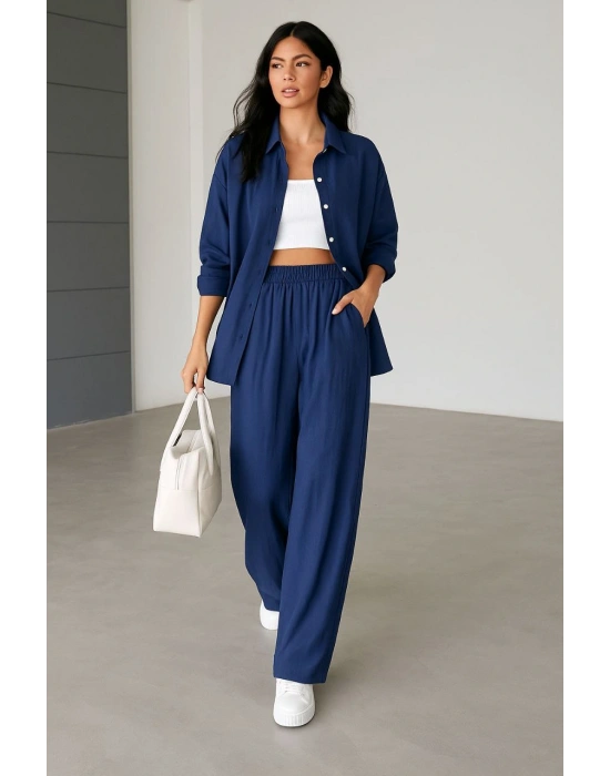 Müslin Gömlek Pantolon Takım Lacivert