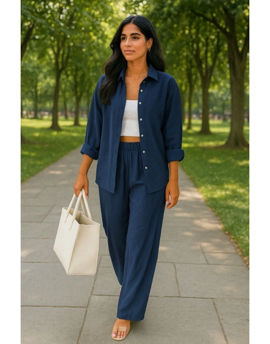 Müslin Gömlek Pantolon Takım Lacivert