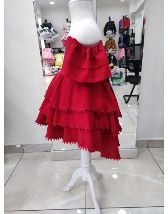 Önden Kısa Arkadan Uzun Düşük Omuz Abiye Elbise