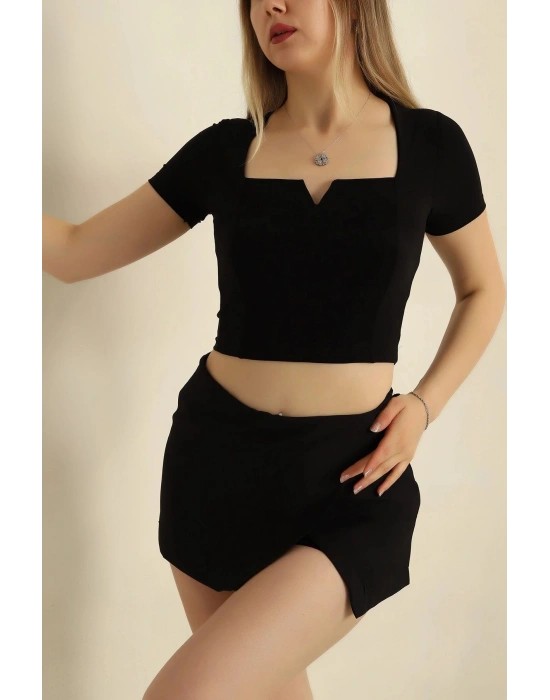 Sandy V Yaka Detaylı Yarım Kol Kadın Bluz