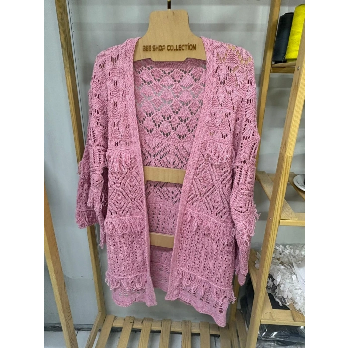 Ajurlu Standart Beden Salaş Triko Hırka