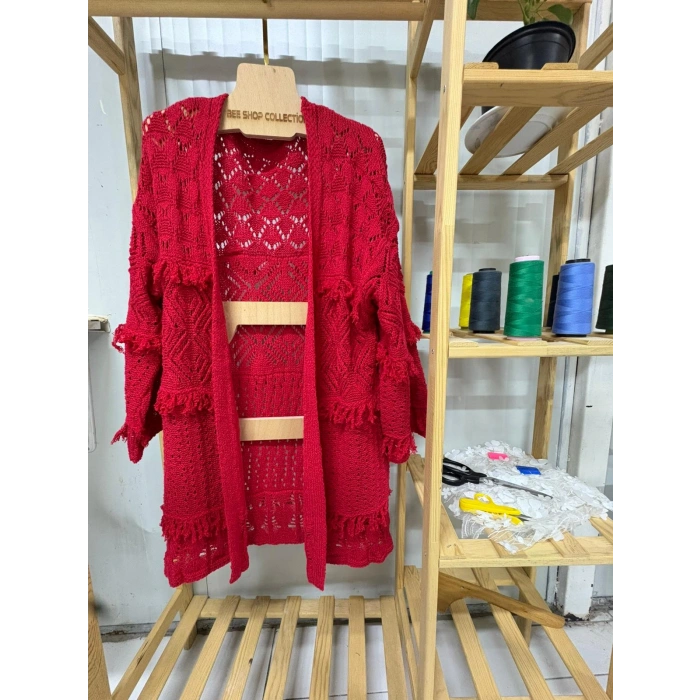 Ajurlu Standart Beden Salaş Triko Hırka