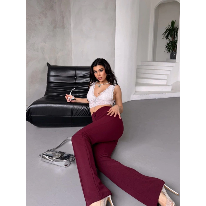 Crep Kumaş Çimalı Full Likralı Palazzo Pantolon