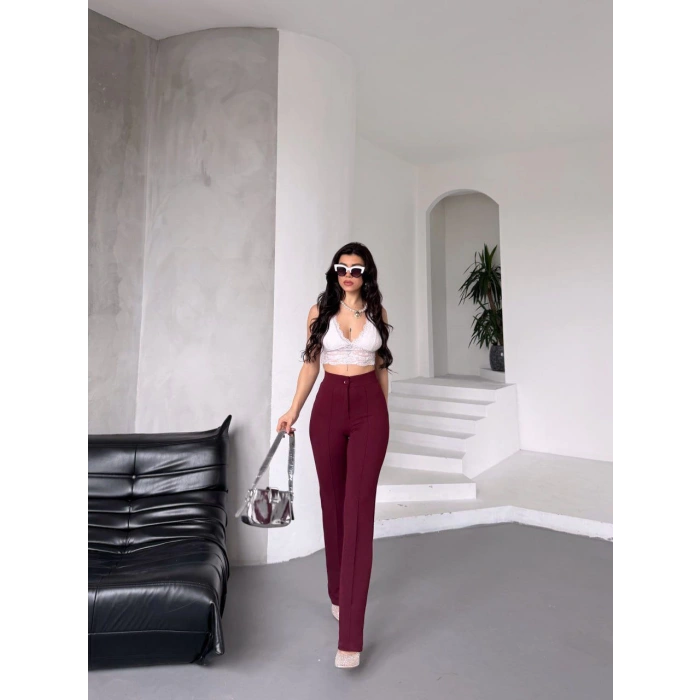 Crep Kumaş Çimalı Full Likralı Palazzo Pantolon