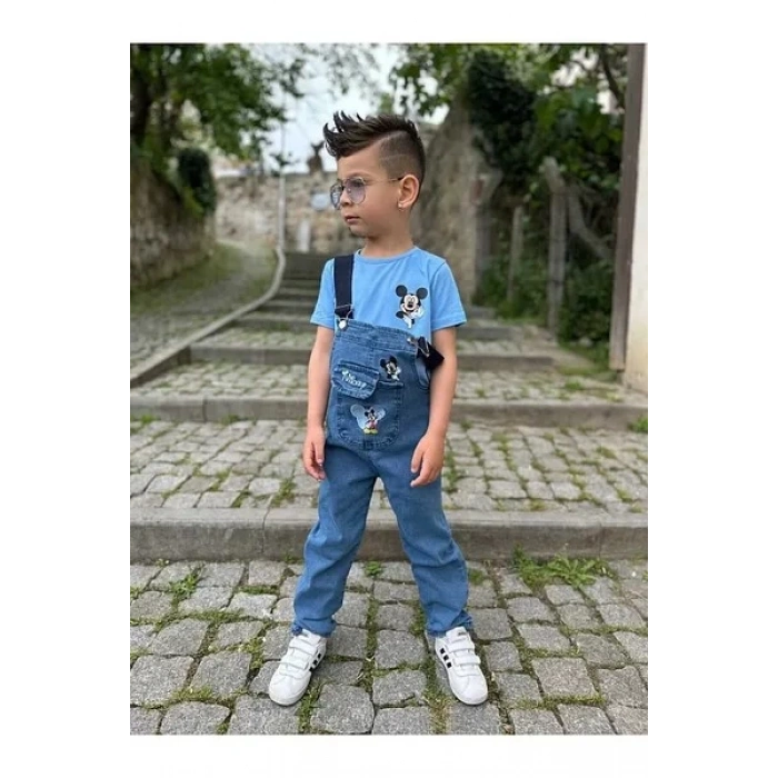 Erkek Çocuk Kot Salopet Bluz Kombin