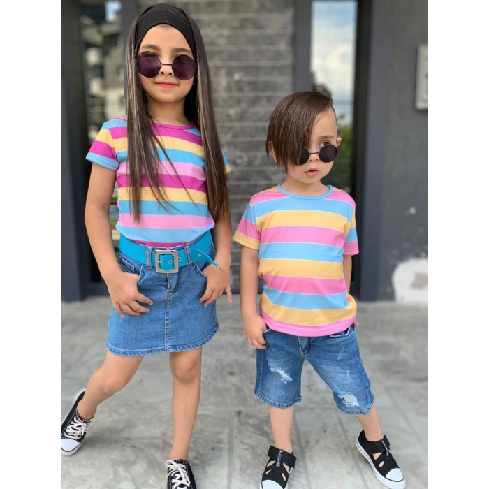 Erkek Çocuk Kot Şort Bluz Kombin