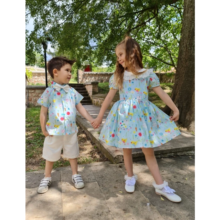 Erkek Çocuk Şortlu Papyon Gömlek Takım