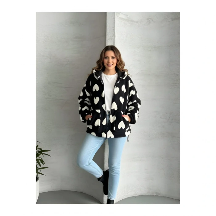 Heart Astarlı Peluş Mont Ceket
