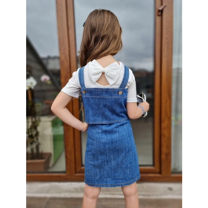 Kız Çocuk Kot Etek Bluz Büstiyer Takım