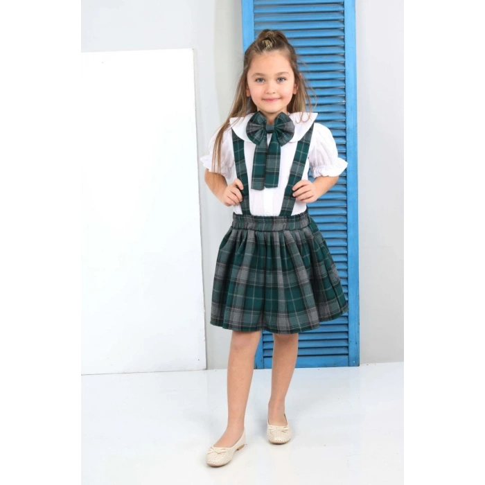 Kız Çocuk Salopet Gömlek Takım Pembe