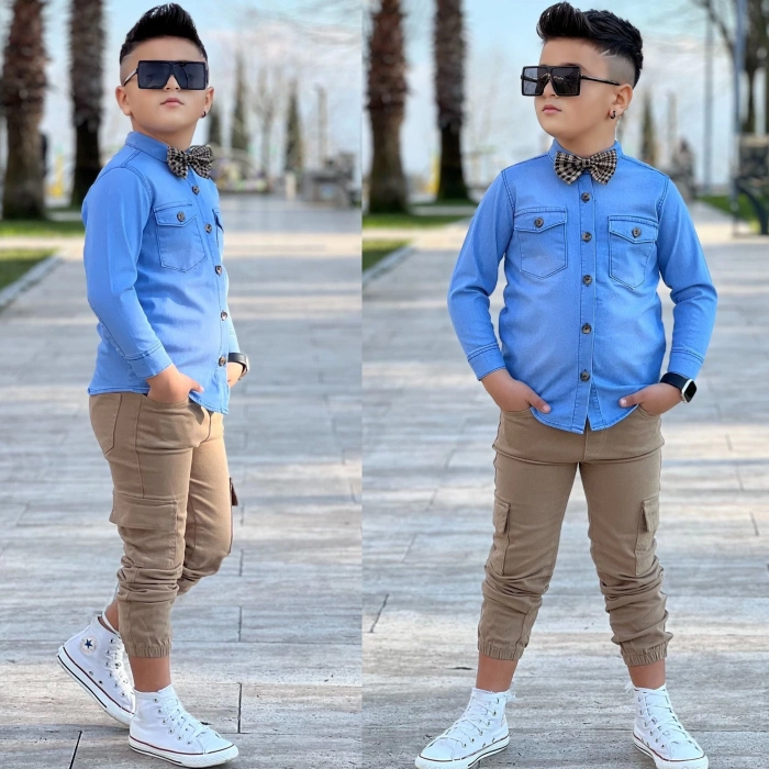 Kot Gömlek Gabardin Kargo Cep Pantolon Papyon Kombin