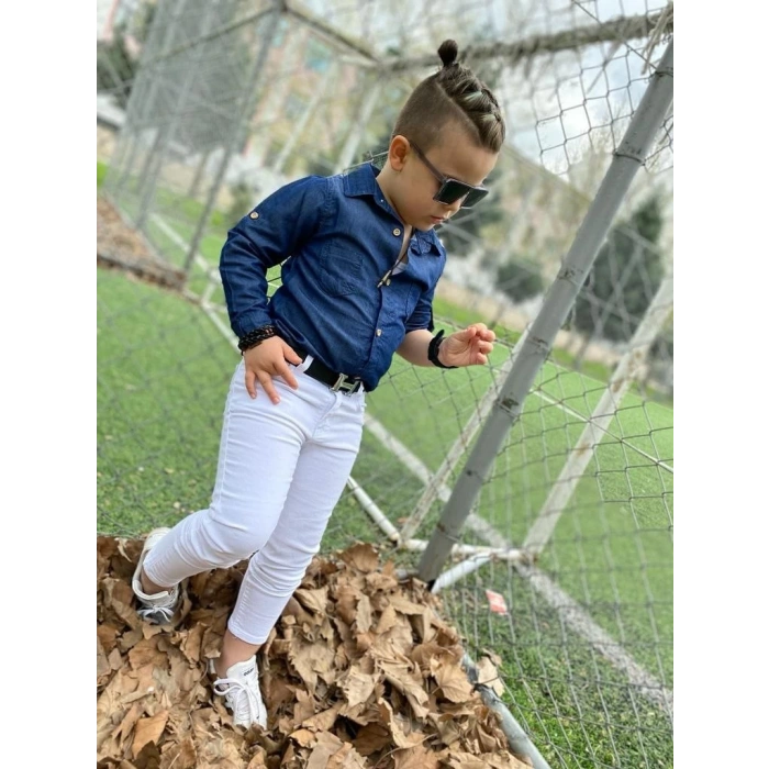 Kot Gömlek Kot Panatolon Kemer Erkek Çocuk Kombin