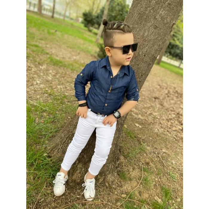 Kot Gömlek Kot Panatolon Kemer Erkek Çocuk Kombin