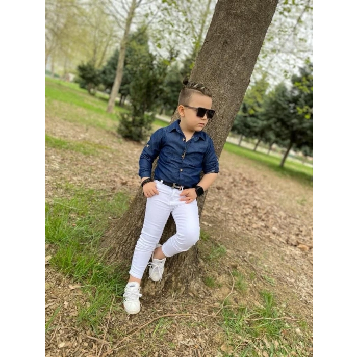 Kot Gömlek Kot Panatolon Kemer Erkek Çocuk Kombin