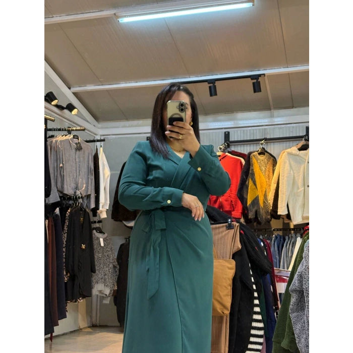 KURVAZE UZUN KOL ELBİSE