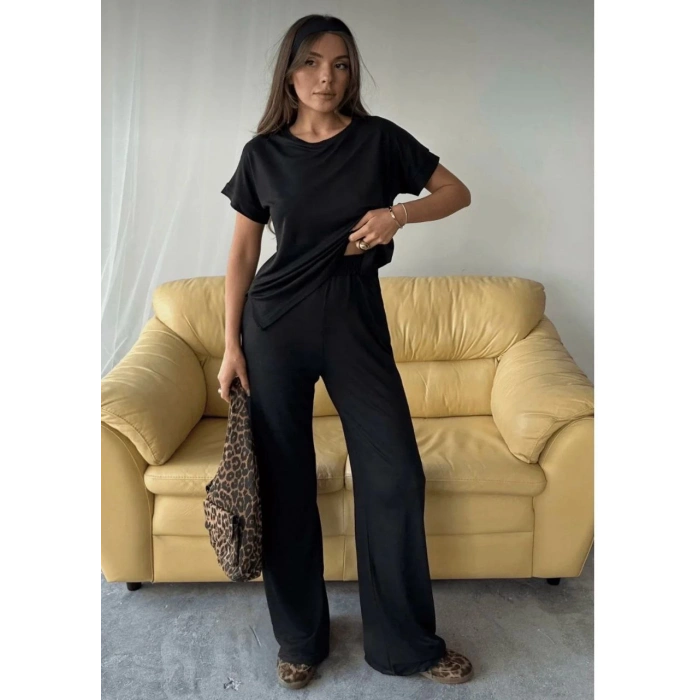 Modal Kumaş Alt Üst Kadın Takım Siyah