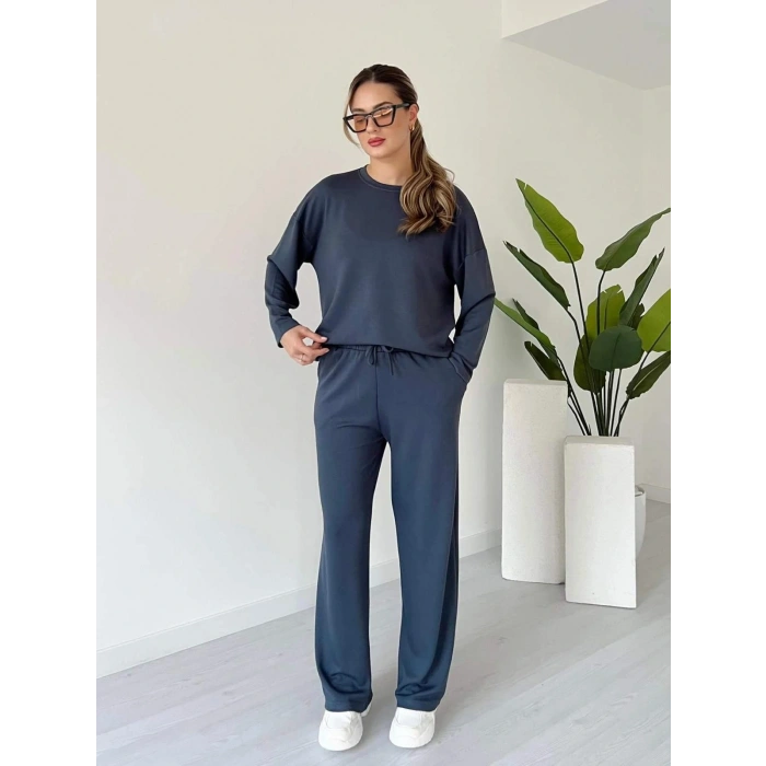 Modal Kumaş Cepli Beli Lastikli Kadın Alt Üst Basic Takım