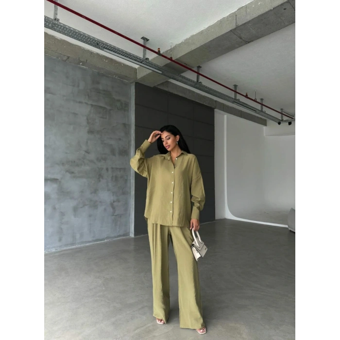 Müslin Gömlek Pantolon Takım Haki