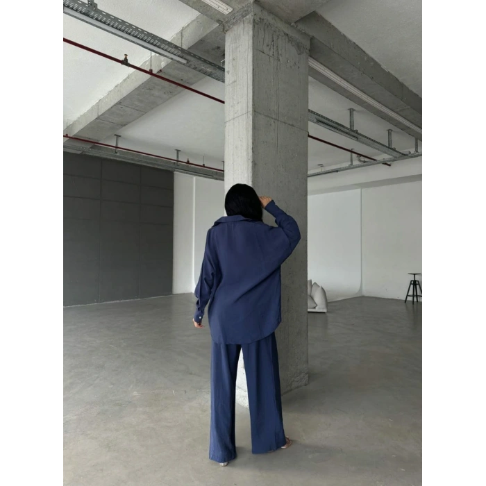 Müslin Gömlek Pantolon Takım Lacivert