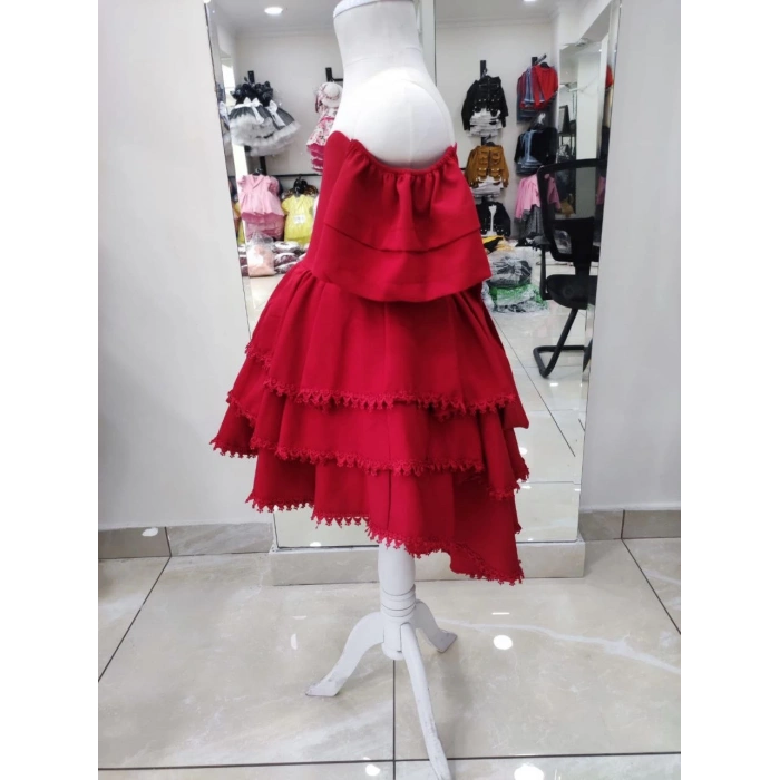 Önden Kısa Arkadan Uzun Düşük Omuz Abiye Elbise