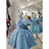 İnci Taçlı Kabarık Kız Çocuk Elbise Bebe Mavisi