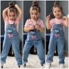 Kız Çocuk Kot Salopet Ve Penye Bluz Kombin