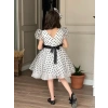 Puantiyeli Organze Balon Kol Kabarık Kız Çocuk Elbise