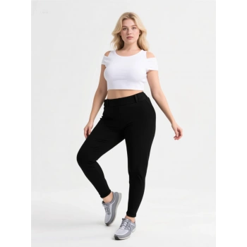 Çelik Kumaş Duble Paça Cepli Ligralı Kadın Pantolon Kesim Tayt