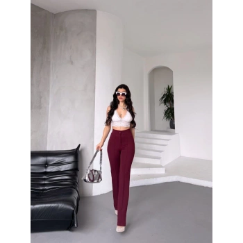 Crep Kumaş Çimalı Full Likralı Palazzo Pantolon