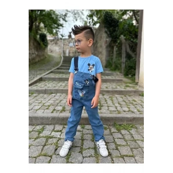 Erkek Çocuk Kot Salopet Bluz Kombin