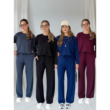 Modal Kumaş Cepli Beli Lastikli Kadın Alt Üst Basic Takım