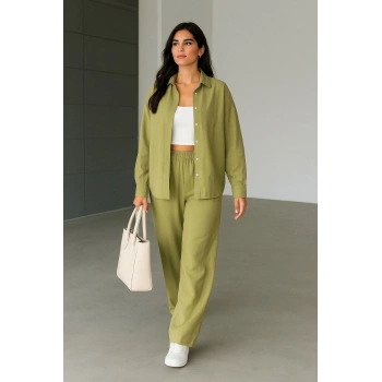 Müslin Gömlek Pantolon Takım Haki
