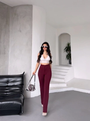 Crep Kumaş Çimalı Full Likralı Palazzo Pantolon